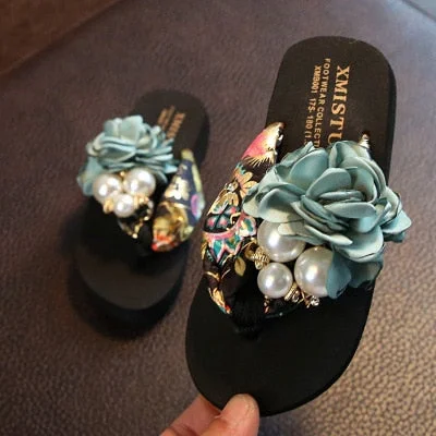 Summer New Non-Slip Children's Flip-Flops Girls Fashion Beach Shoes Pinch Sandals Female Flowers Slippers Women Wear