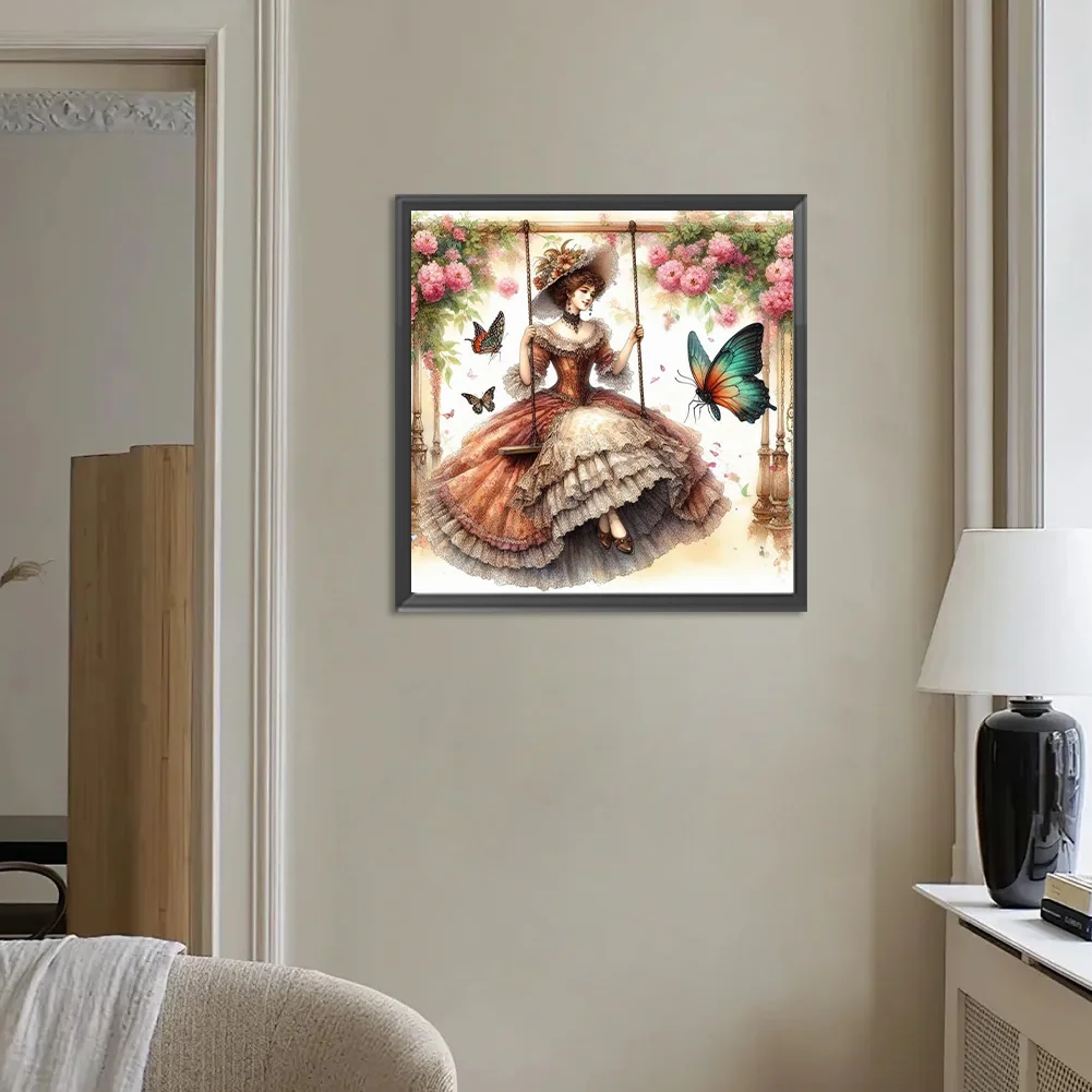 Diamond Painting - Full Round Drill - Swing Lady(Canvas|30*30cm)