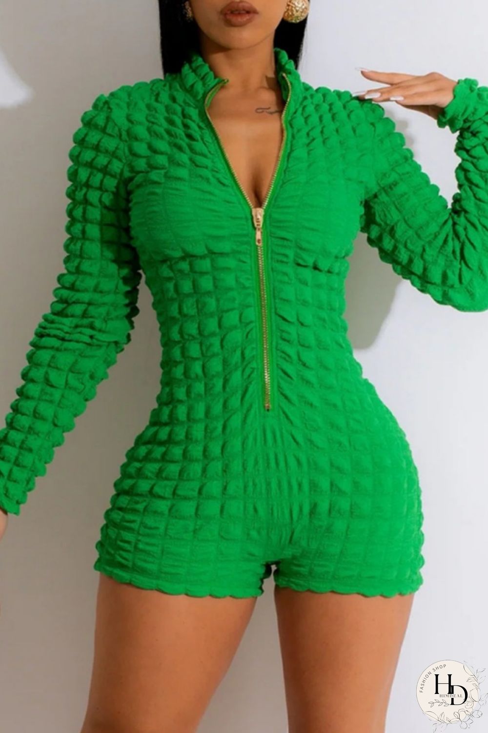 Black Casual Solid Patchwork Zipper Collar Skinny Jumpsuits