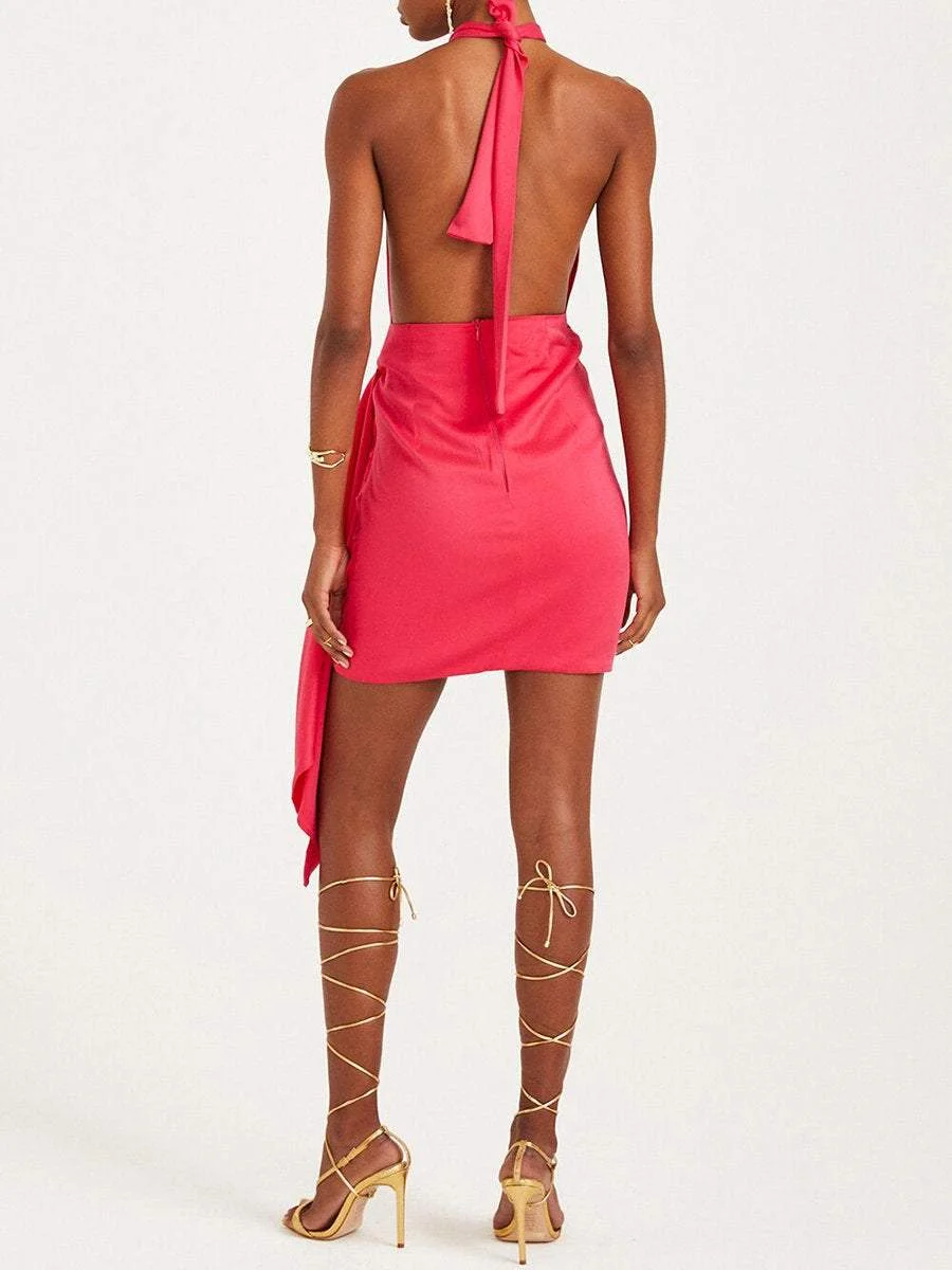 Sexy halterneck party mini dress