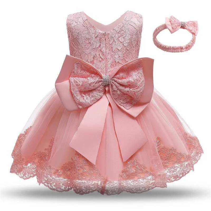 Princess Kids Girl Flower Embroidery Dresses Baby Girls Christening Gown Formal Dress Festival Toddler 1st Birthday Party Outfit