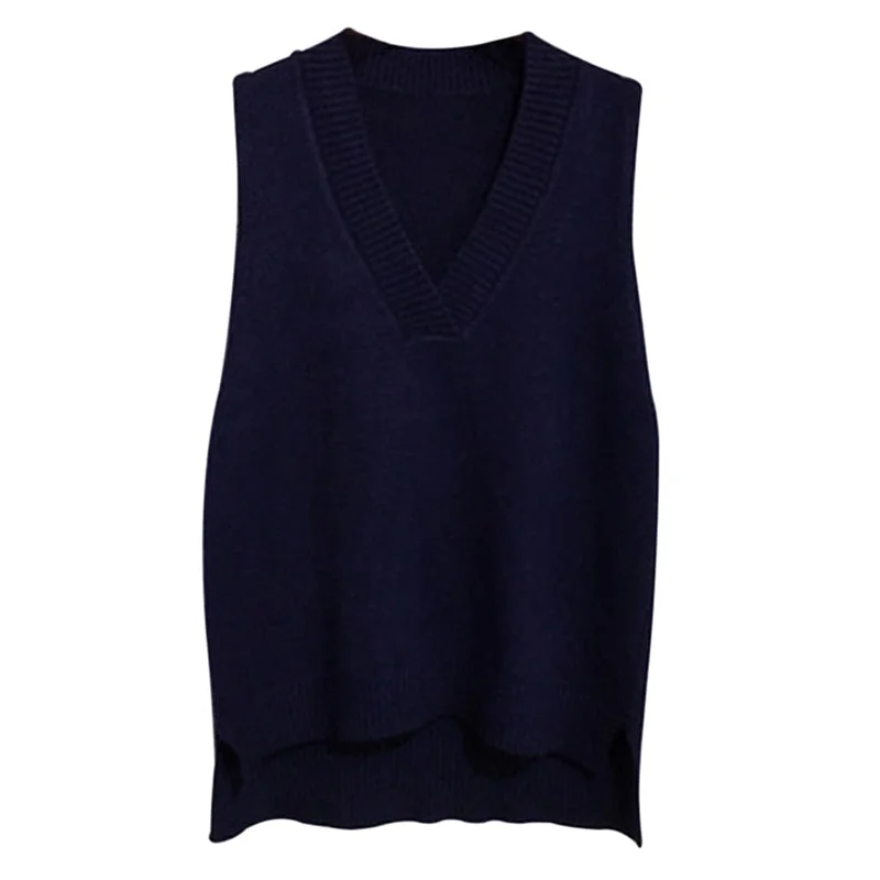 Muyogrt V-neck Knitted Vest Women's Sweater Autumn And Winter 2021 Korean Loose Wild Sweater Vest Sleeveless Sweater Jumpers