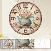 2D DIY Acrylic Blue Flower Diamond Painting Wall Clock Pendant w/ Clock Function