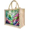 Diamond Painting Flower Garden Linen Tote Bag Replaceable Canvas for Women