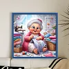 Happy Old Lady Doing Sewing-11CT Stamped Cross Stitch 45*45cm/17.72*17.72in