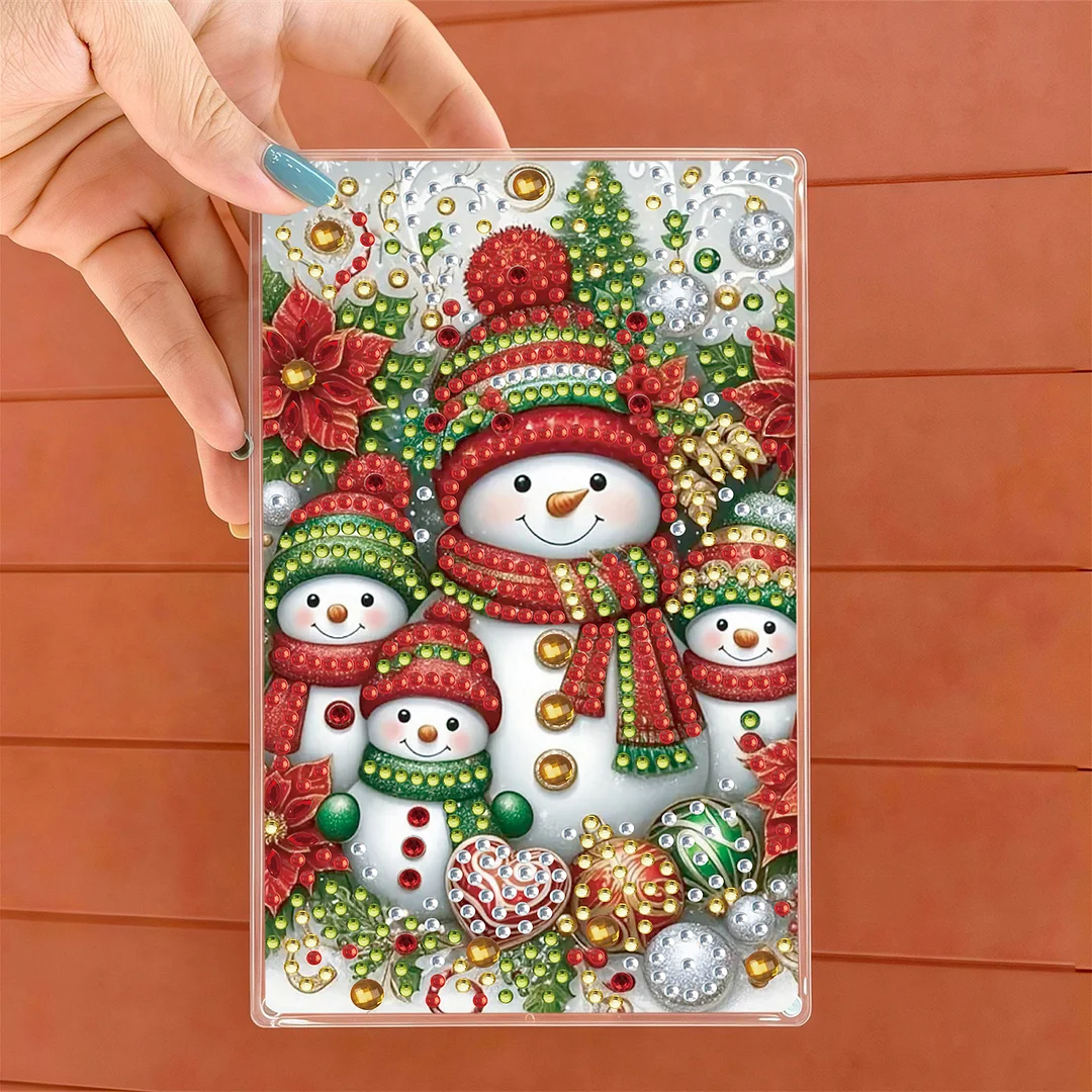 2pcs DIY 5D Diamond Painting Acrylic Jewelry Box Kit Gift for Adults (Snowman)