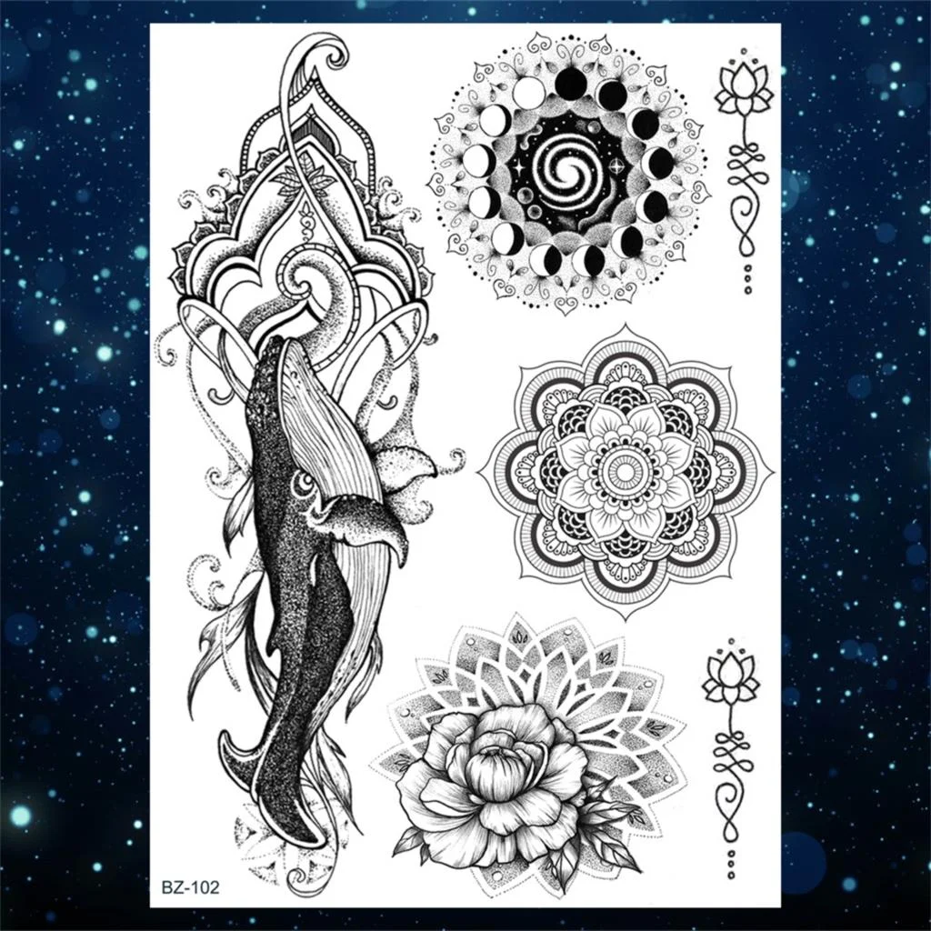 Sdrawing Henna Temporary Tattoos For Women Girls Feather Butterfly DreamCatcher Fake Gem Tattoo Sticker Chest Arm Tatoos Tribal