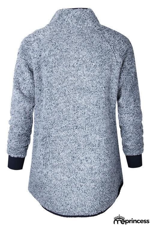 Buttons Color Block Hoodie