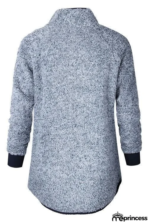 Buttons Color Block Hoodie