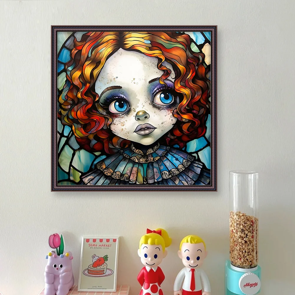 11CT Full Stamped&nbsp;Cross Stitch - Big Eyes Doll(Canvas|40*40CM)