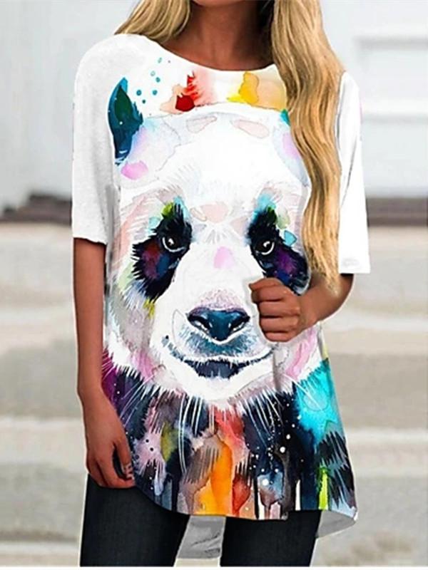 Women Half Sleeve V-neck Solid Color Dress