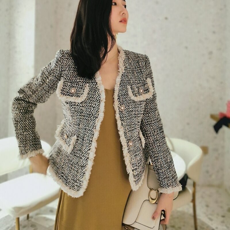 Autumn and winter small fragrance Jacket Women's Korean Short fashion casual casual tweed top trend