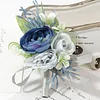 10PCS Blue Wedding Catering Bridal Groom Guests Corsage Boutonniere Wrist Artificial Flower Bouquets