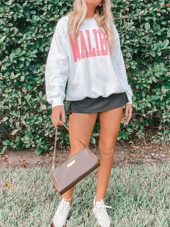 Girl Fashion Loose Malibu Crewneck Sweatshirt