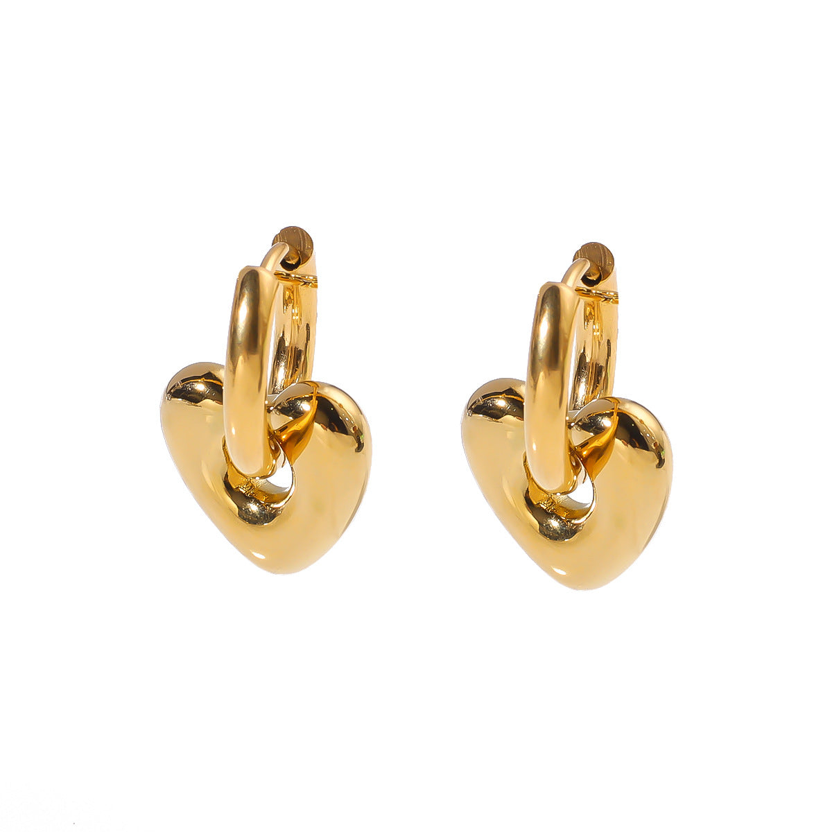 Stainless Steel Earrings For Women Love Heart Flower Crescent Geometric Pendant Earrings Titanium Steel Gold Steel Color Matching Earrings