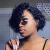 Curly Front Lace Human Hair Short Wigs Bob Wigs Remy Brazilian Hair Glueless Lace Frontal Wig For Women Natural Black Hair
