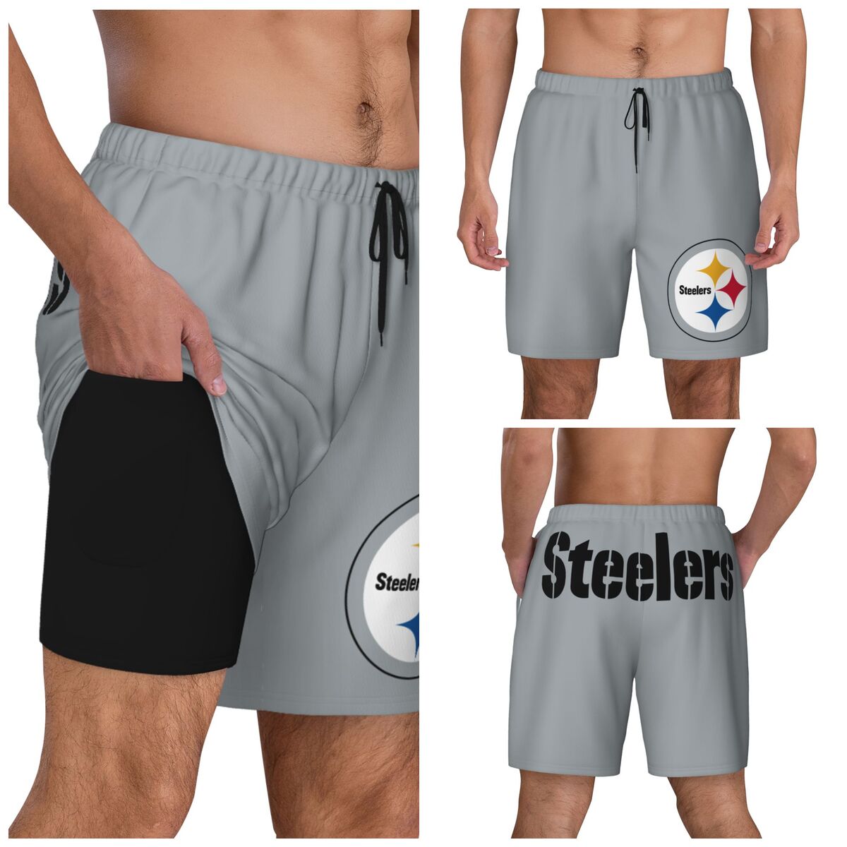Pittsburgh Steelers Men's Swim Trunks with Compression Liner