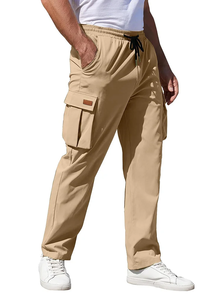 Men's Casual Multi-pocket Workwear Drawstring Trousers