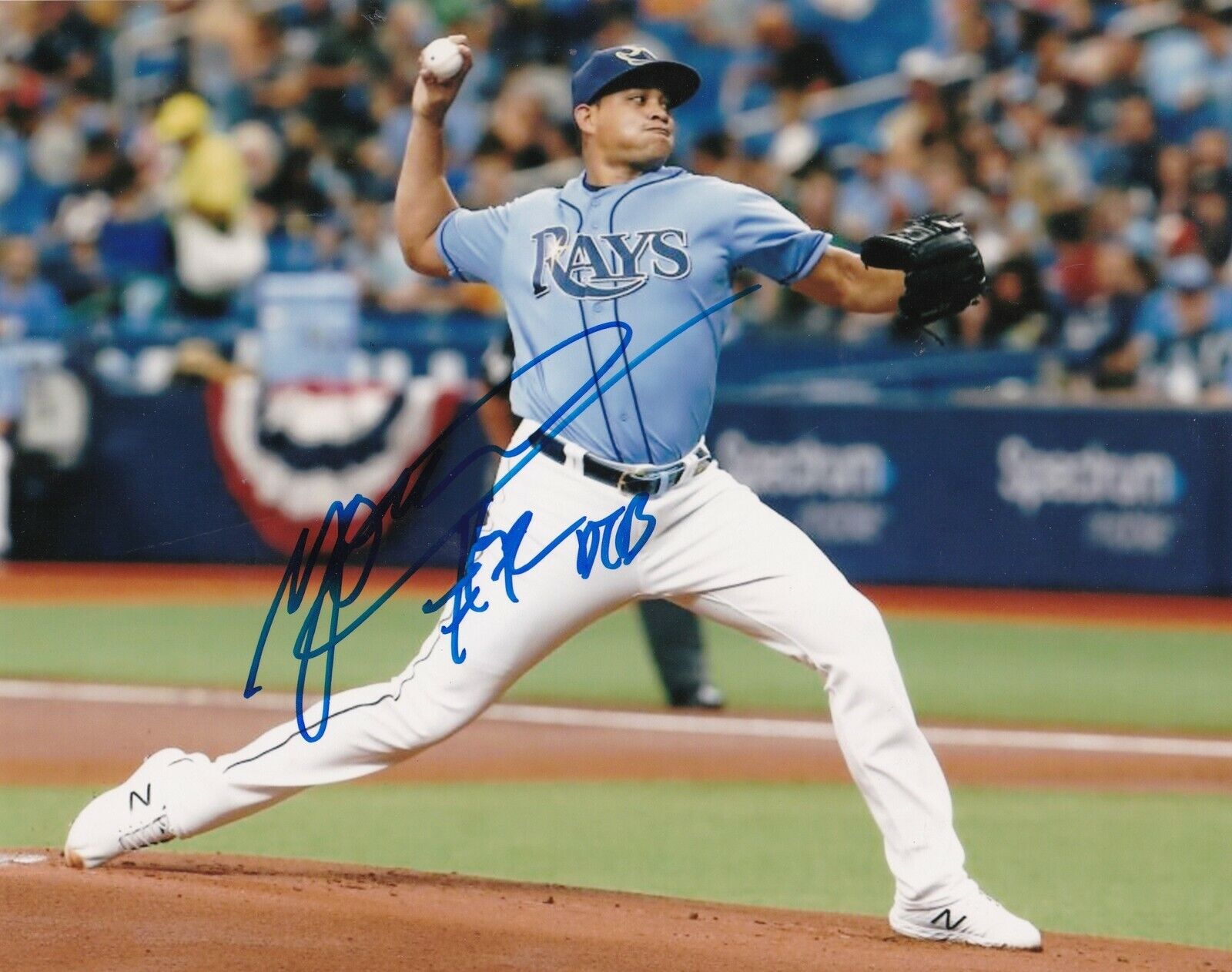 YONNY CHIRINOS TAMPA BAY RAYS ACTION SIGNED 8x10