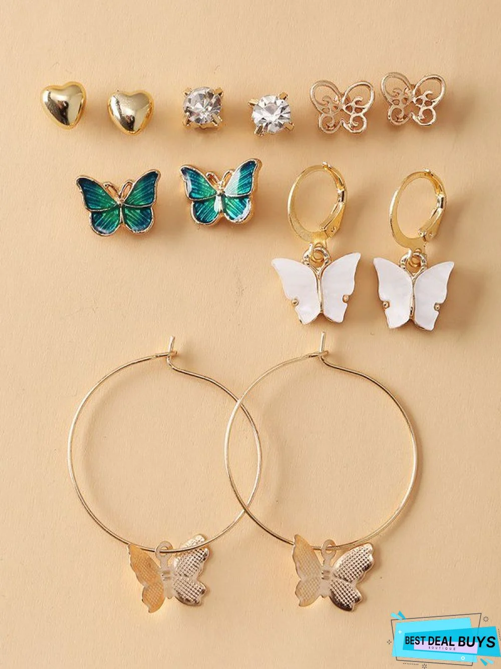 Casual Butterfly Pattern Earrings Multi-Piece Set Daily Commuting Versatile Jewelry