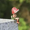 Mushroom Gnome Elf Ornaments Resin Miniature Fairy Figurine for Home Decorations
