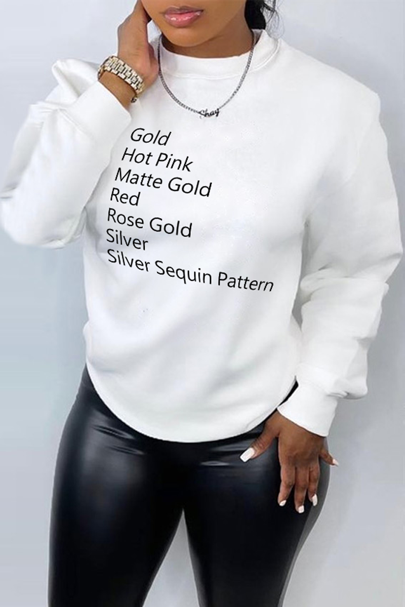 Casual Daily Print Patchwork Letter O Neck Tops