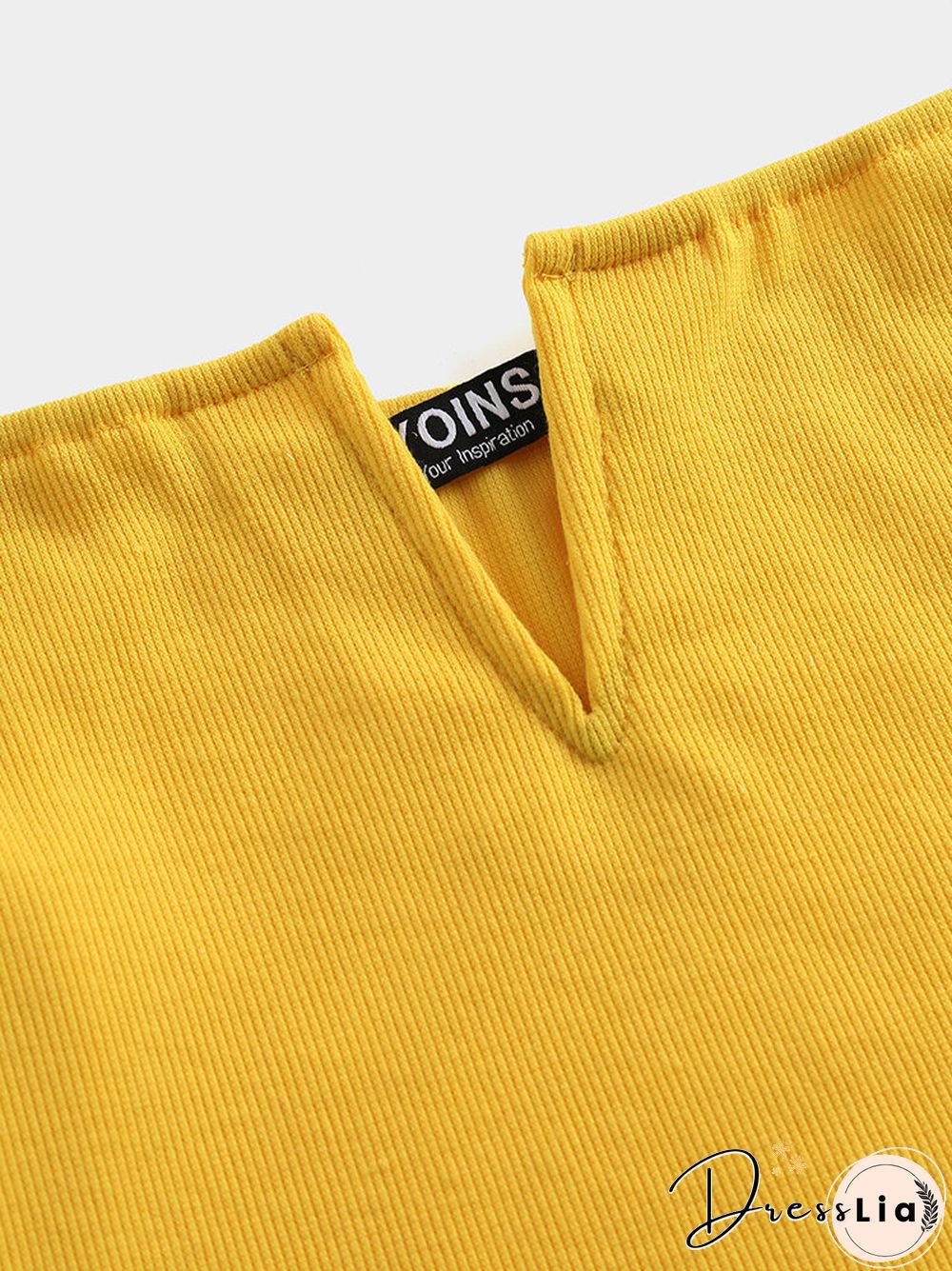 Solid Puff Short Sleeve Slit Square Collar Crop Top