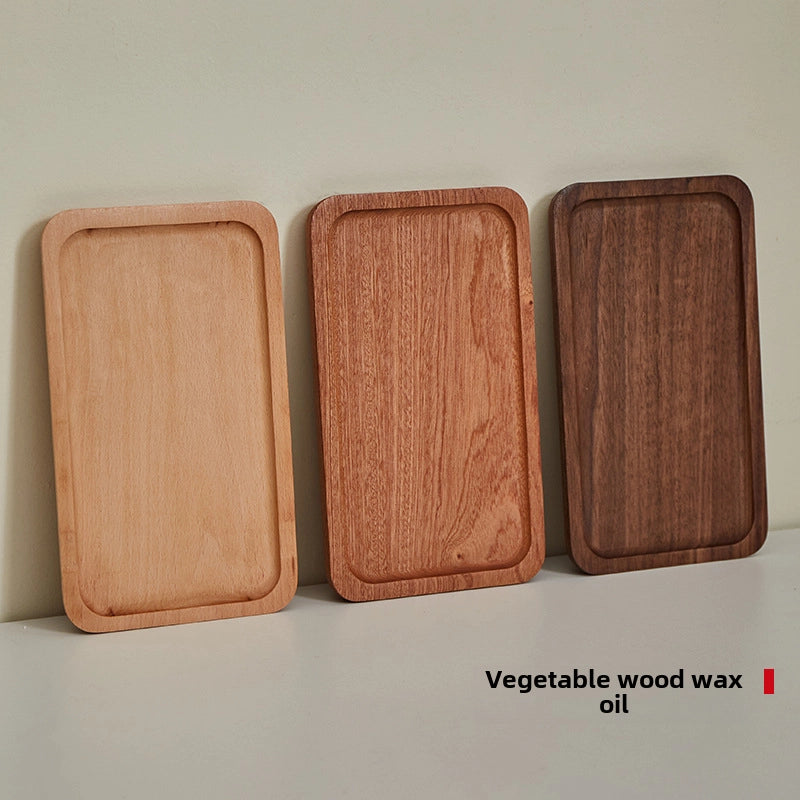 Japanese-style Oval Wooden Tray Solid Wood Rectangular Plate Black Walnut Afternoon Tea Coffee Tray Exquisite Small Tray