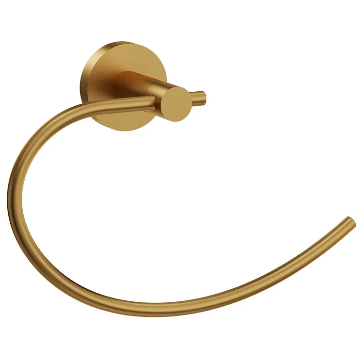 EVERSTEIN Modern Round Base Wall-Mount Hand Towel Holder Brushed Gold