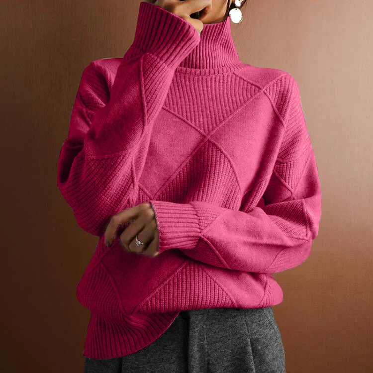 Loose Turtleneck Warm Sweater Solid Color Knitted Sweater