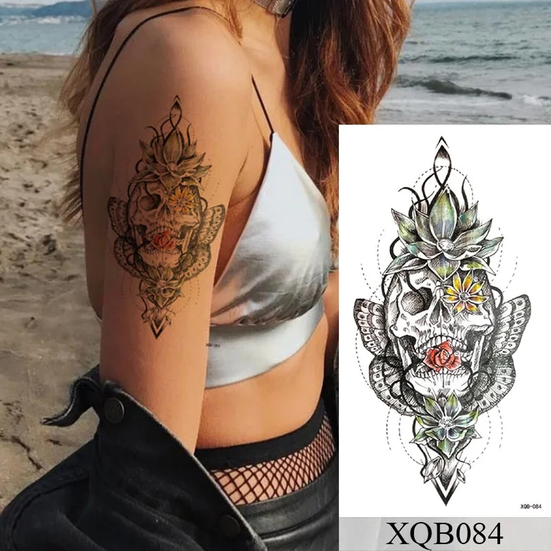 Waterproof Temporary Tattoo Sticker Flower Rose Flash Tattoos Lalash Tattoos Snake Lion Body Art Arm Fake Sleeve Tatoo Women