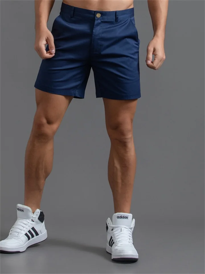 Men's Shorts Chino Shorts Bermuda Shorts Work Shorts Pocket Plain Comfort Breathable Short Daily 100% Cotton Stylish Casual Black White Micro-elastic