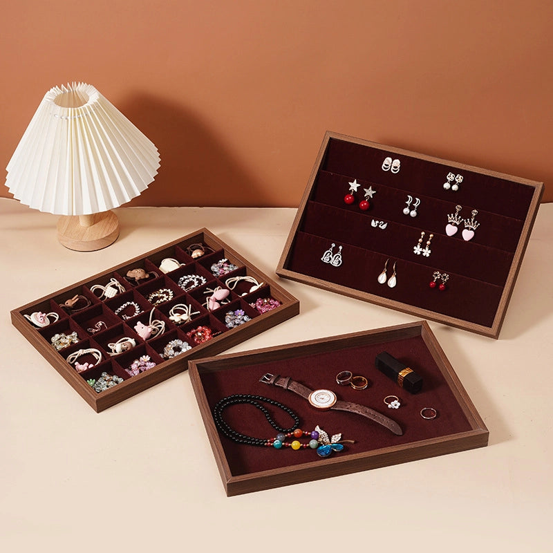 1 Piece Walnut Retro Solid Color Jewelry Display