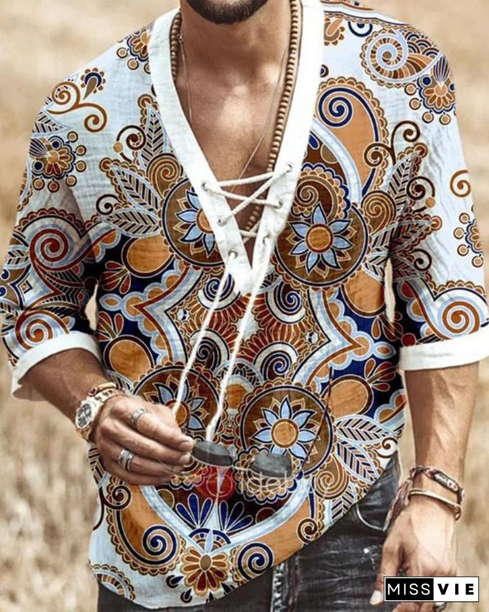 Men's Print T-shirt With Sleeves