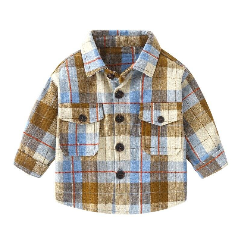 Mudkingdom Boys Shirts Plaid Turn-Down Collar Long Sleeve Autumn Classic Tops