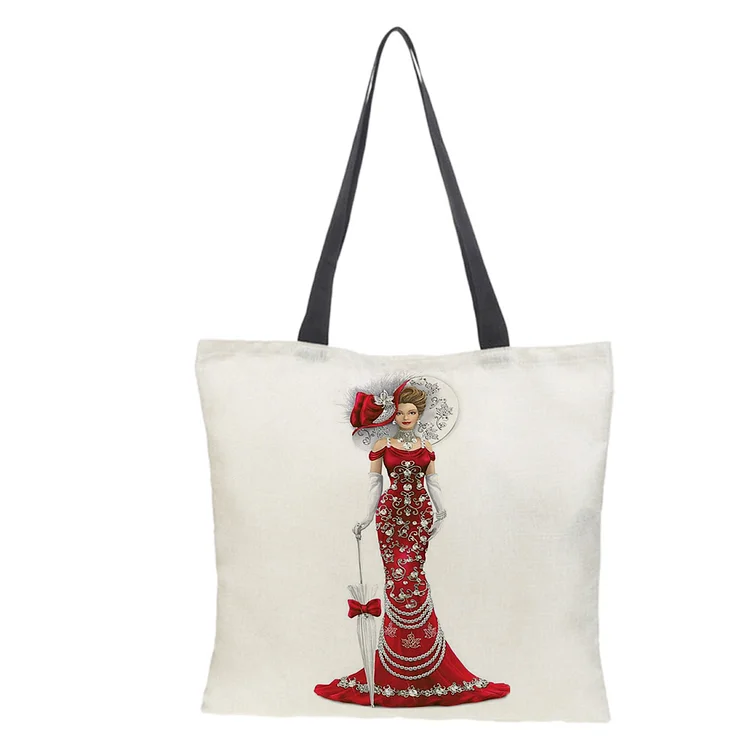 Linen Eco-friendly Tote Bag - Girl