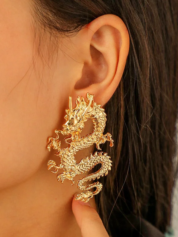Dragon Shape Solid Color Drop Earrings
