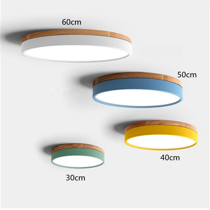 LED Ceiling Lights Round Wooden Base Modern Lamp Ironware and Acrylic Kitchen Bed Room Foyer Study LED Light Fixture