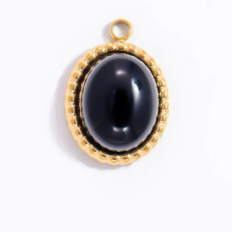 1 Piece 6.7*9.9mm 304 Stainless Steel Natural Stone Geometric Pendant Jewelry Accessories