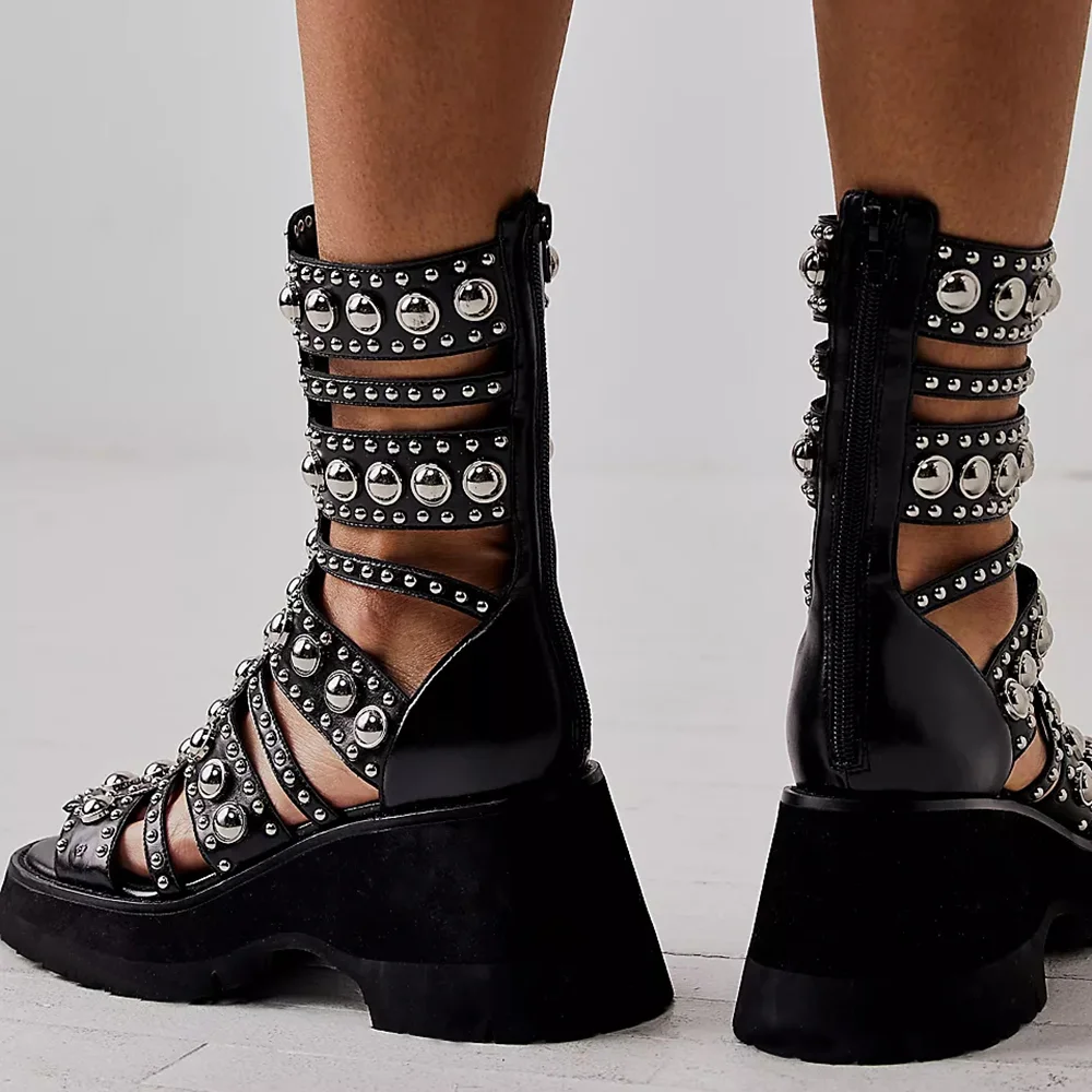 DKNY Adalia Studded Cage Metallic Heel Sandals | Dillard's