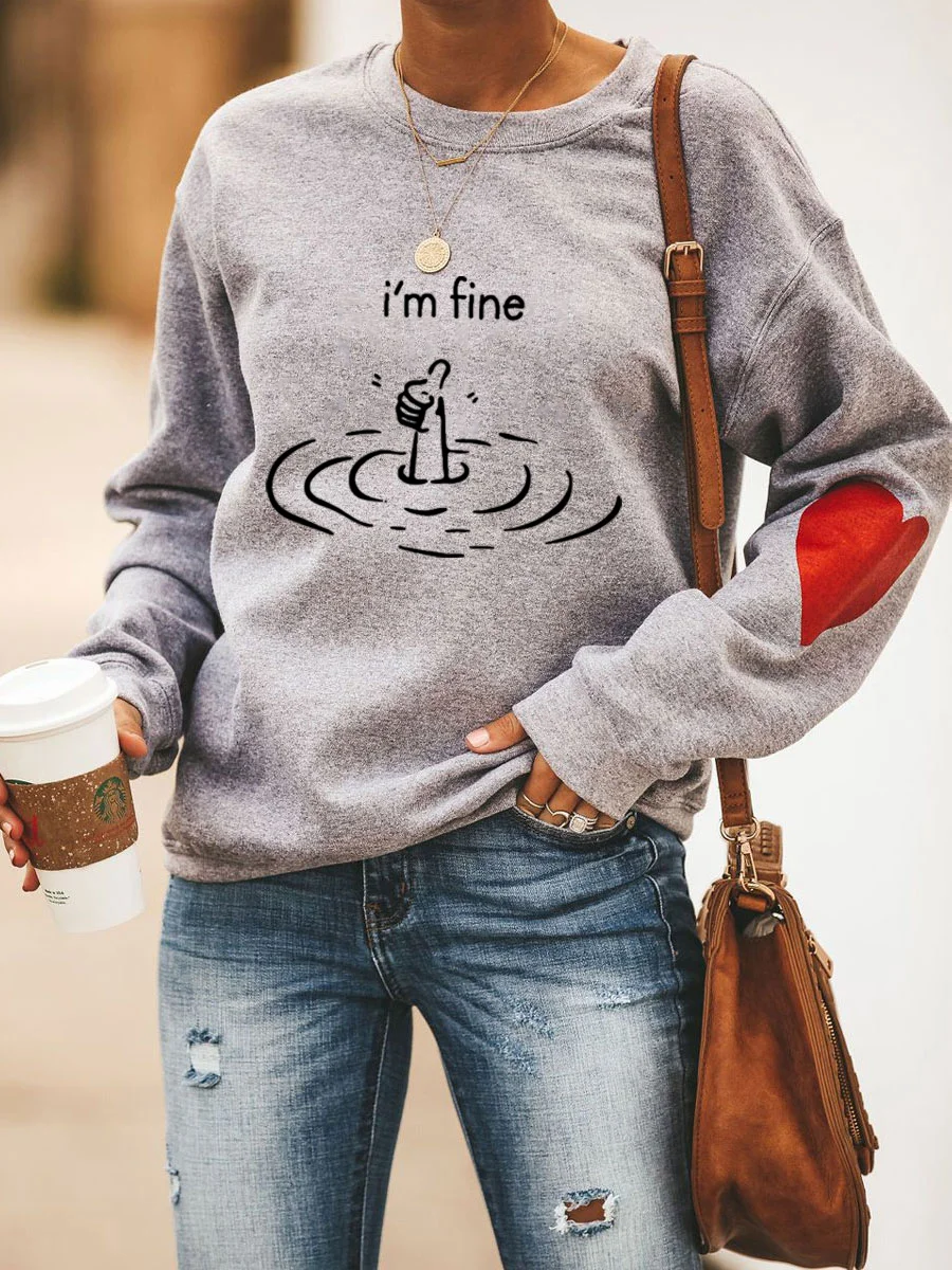 I'm Fine Heart Sweatshirt