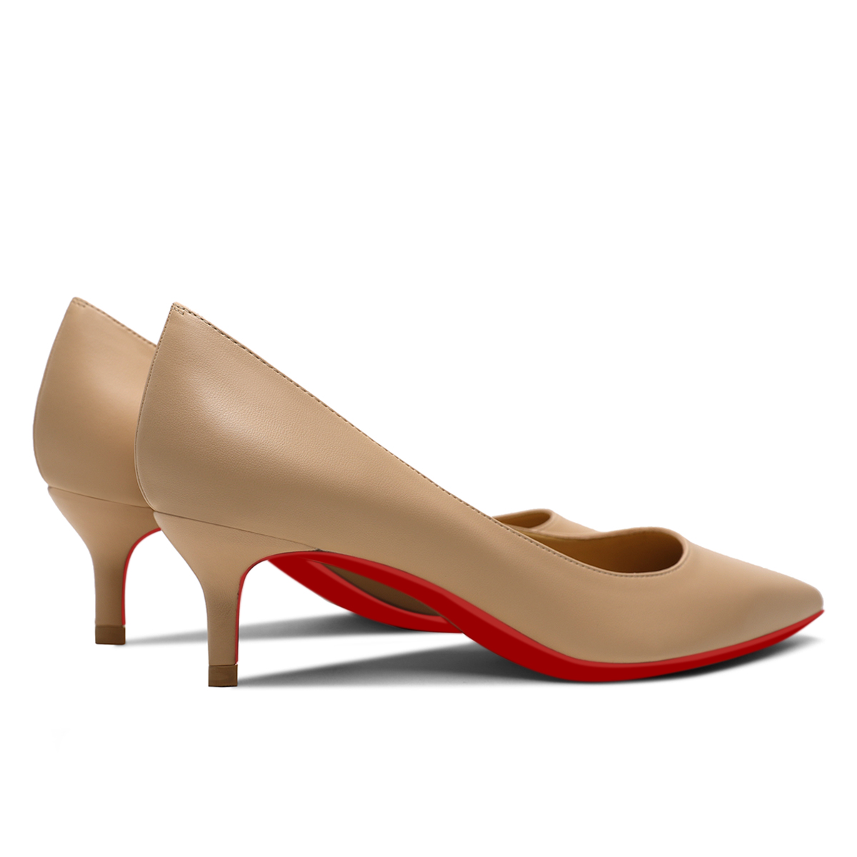 50mm Women's Low Heel Kittens Pointed Toe Casual Slip On Matte Red Bottoms Pumps-vocosishoes