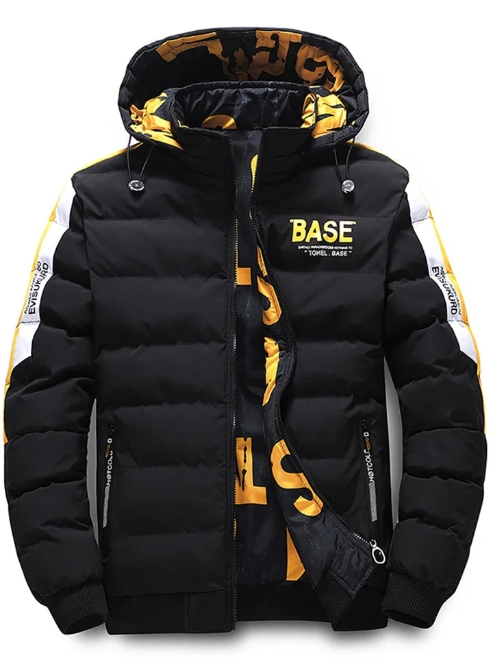 Men's Puffer Jacket Winter Jacket Quilted Jacket Winter Coat Warm Breathable Outdoor Street Daily Letter Outerwear Clothing Apparel Sporty Casual Black Yellow Khaki | 168DEAL