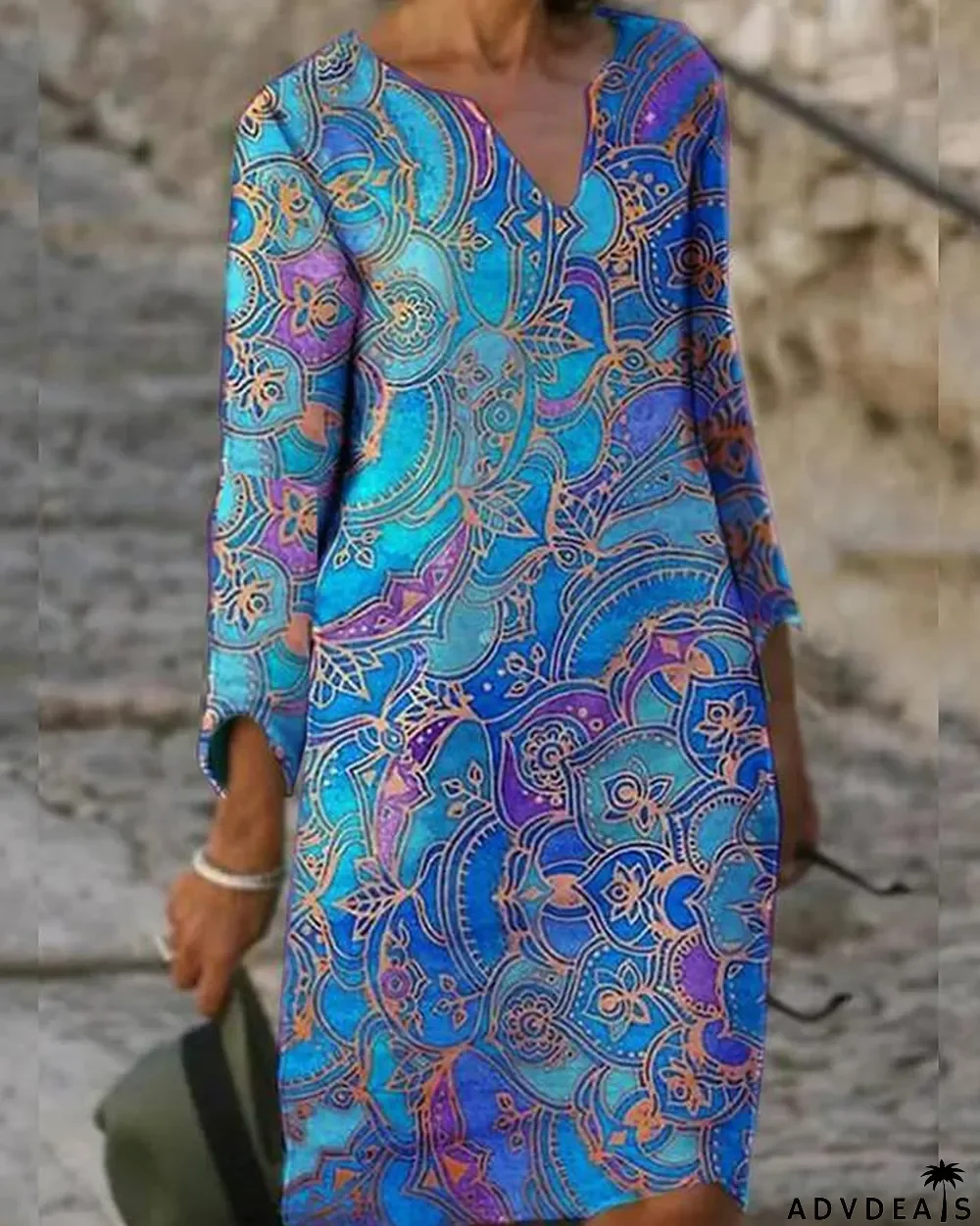 Women's Shift Dress Knee Length Dress Long Sleeve Print Fall Spring Casual Dress