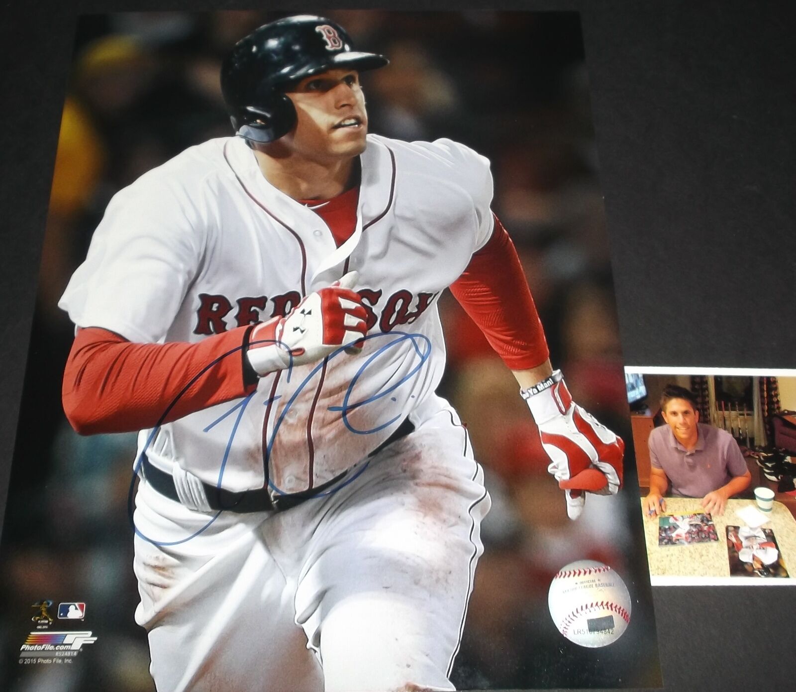 Garin Cecchini Boston Red Sox Autographed Signed 8x10 Picture 1st MLB Home Run 8