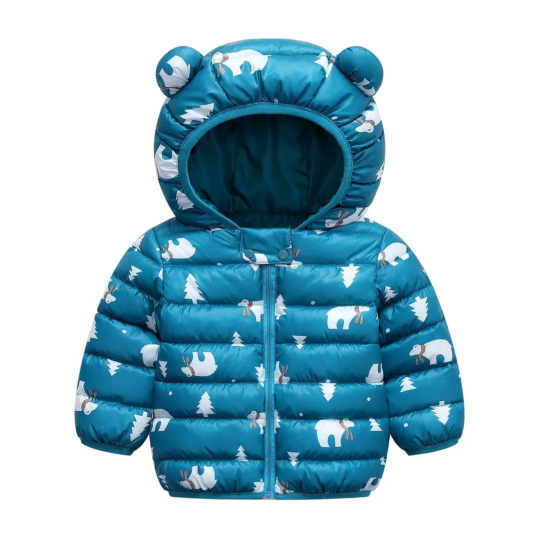 Warm Toddler Boys Jackets Autumn Winter Long Sleeve Hooded Character Pattern Children Outerwear Coats Kids Clothes