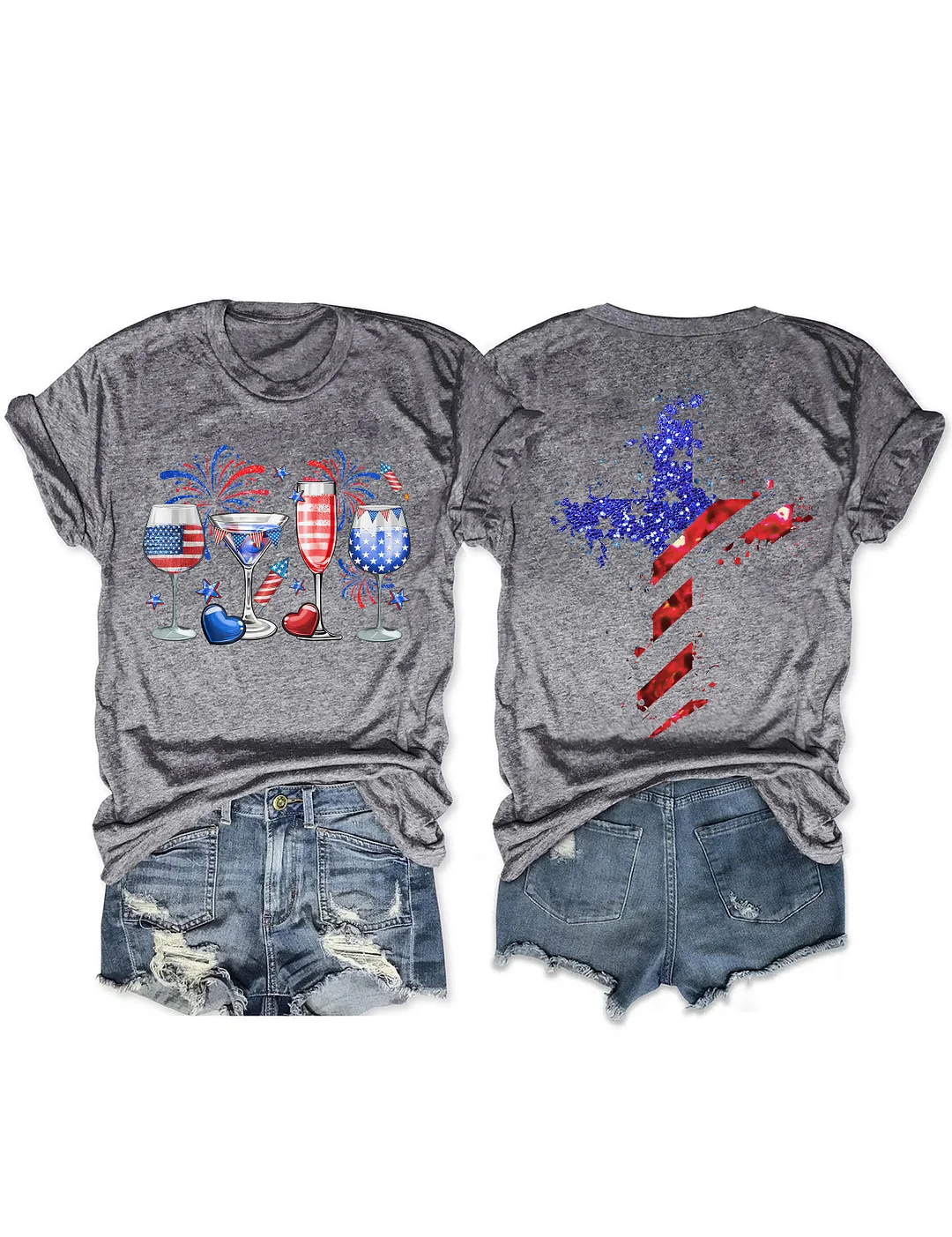 4th Of July Wine Glasses T-Shirt