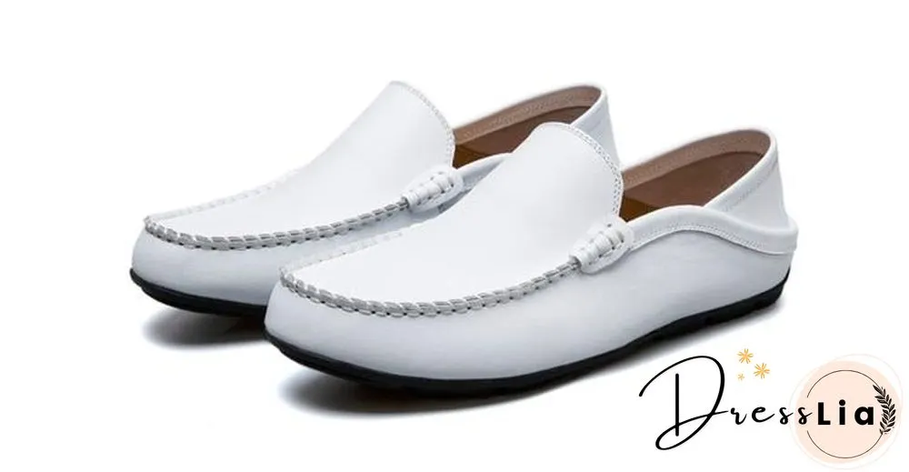 slip on casual men loafers mens moccasins shoes genuine leather men's flats shoes