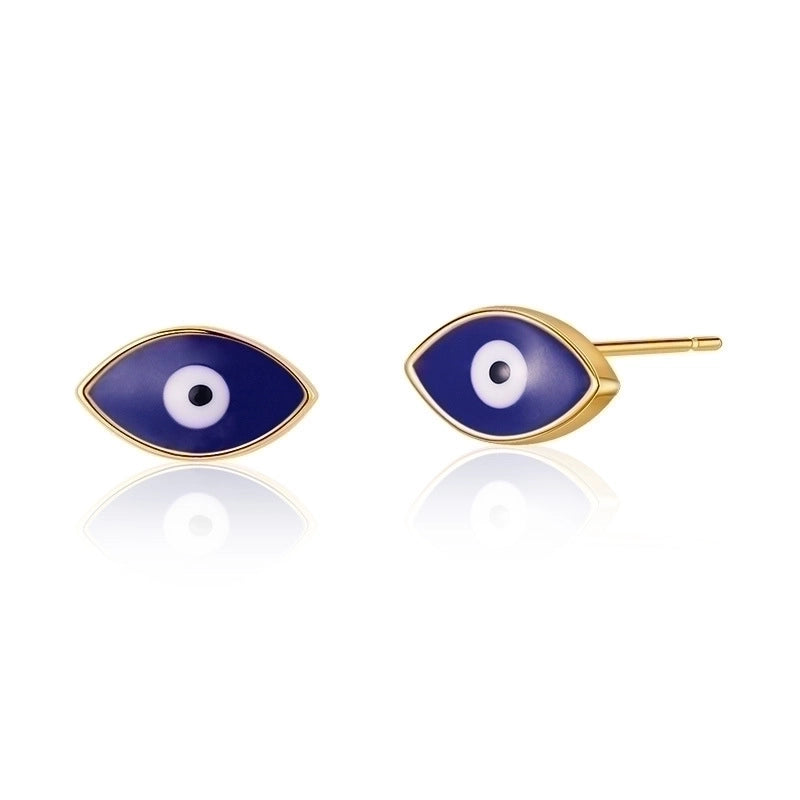 1 Pair Retro Sweet Triangle Devil’s Eye Heart Shape Enamel Plating Inlay Copper Zircon 18k Gold Plated Ear Studs