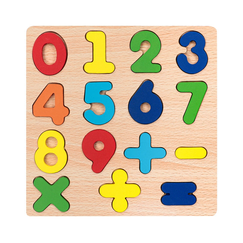 Wooden Colorful Alphabet Number Cognitive Matching Puzzle Kids Toys